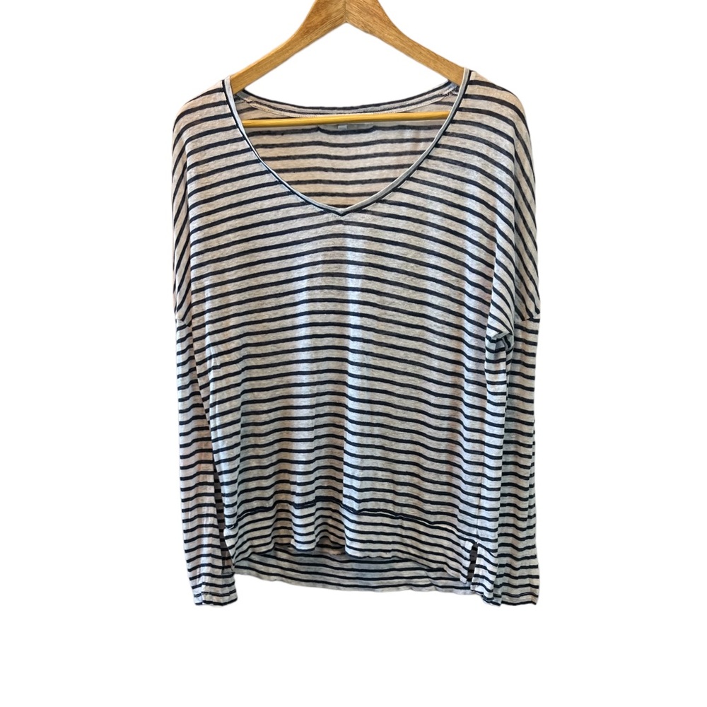 Cupcakes & Cashmere Blue and White Striped Linen Sweater